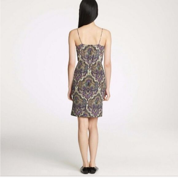 J CREW Silk Paisley Spaghetti Strap Dress Sz 0 - Picture 3 of 13